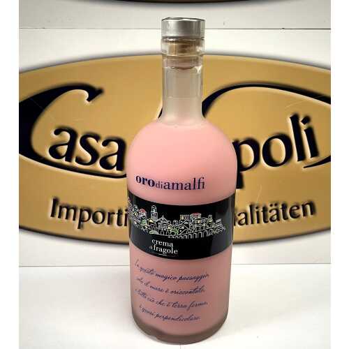 Erdbeer Creme aus Amalfi - Crema di Fragola - 1,0 Liter - 17 vol. - Flasche: Downtown saturiert - LOro di Amalfi