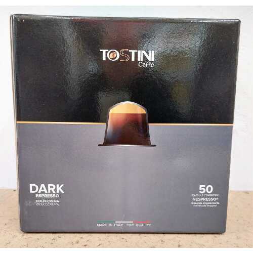 Dark Dolce Strong - kompatible Kaffeekapseln für Nespresso® - Maschinen - 50 Stück - Tostini Caffe - MHD 08-10-2024